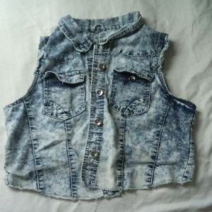 Cropped jean vest